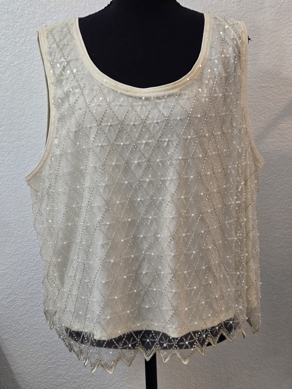 Adrianna Papell Ivory Beaded Tank Top - Picture 2 of 13